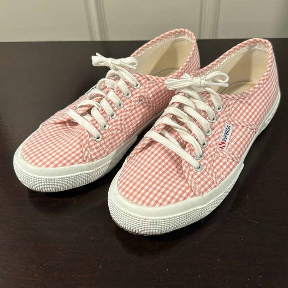 Superga pink gingham sneakers